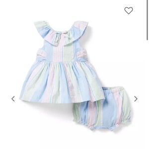 Janie and Jack Baby Girl Striped Seersucker Set Top & Bloomer Pastel Pink 6-12 M